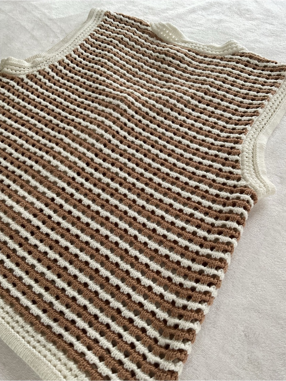Joie Knit Sweater Vest Women Medium Beige Striped Button Front Boho - Picture 6 of 8